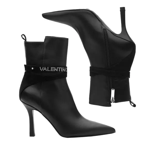 Leather Ankle Boots with Logo Studded Strap 2 Image
