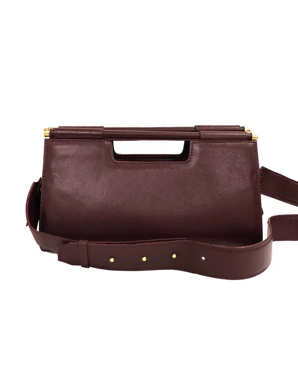 Structured Leather Handbag Bag With Cutout Handle 2 Image