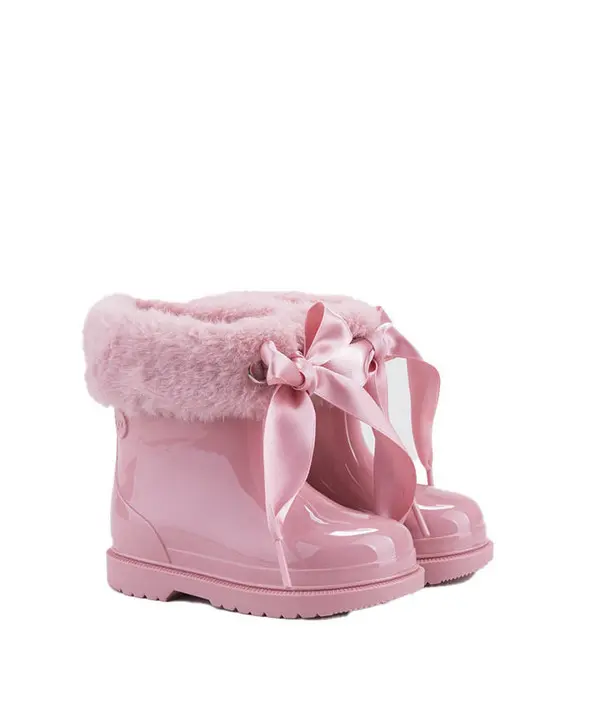Glossy Boots with a Fur Lining and Satin Bow 2 Image