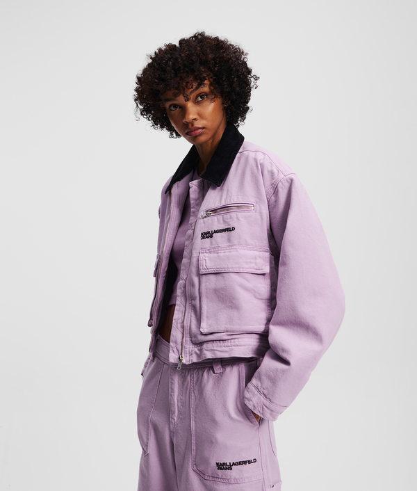 Zip-Up Jacket with Contrast Collar 2 Image