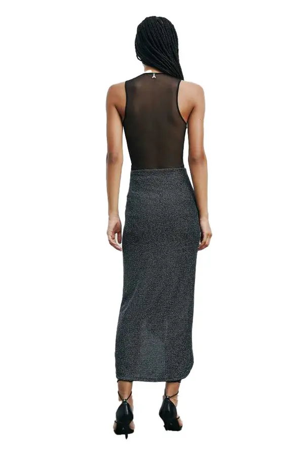 Sleeveless Metallic Sheath Dress with Knot Detail 1 Image