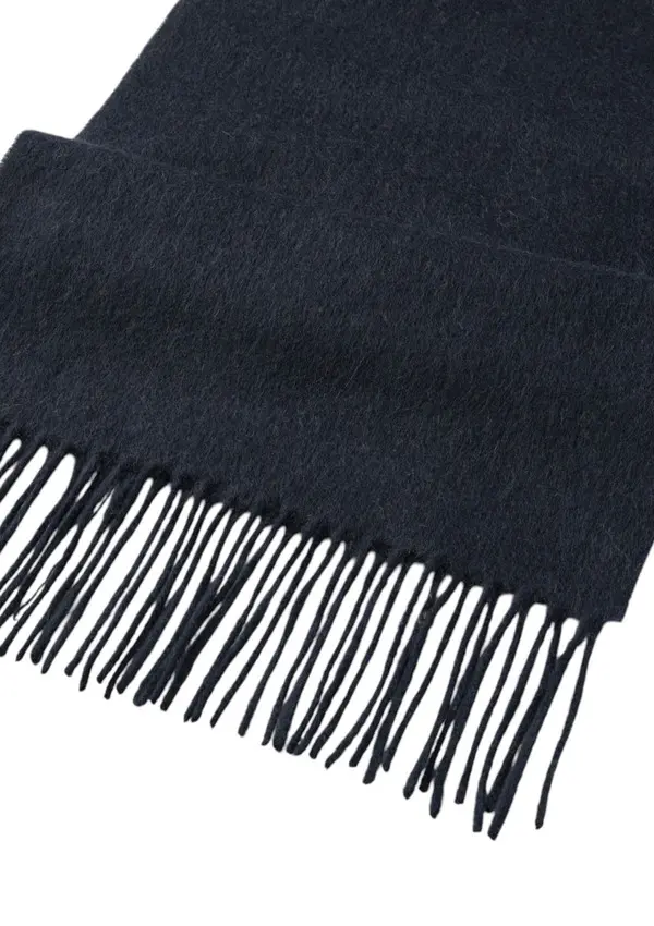 Solid Patch Cashemere Scarf with Fringes 2 Image