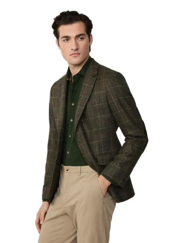 Wool-Cashmere Blend Tattersall Blazer 1 Image
