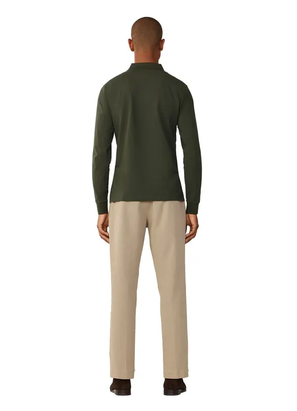 Slim Fit Long Sleeve Pique Polo 2 Image