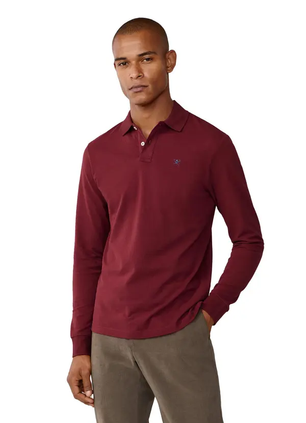 Slim Fit Long Sleeve Pique Polo 1 Image