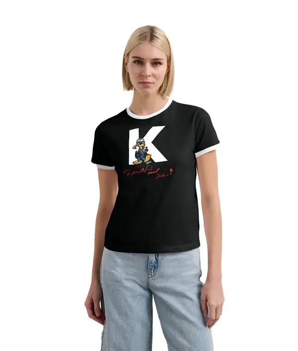 T-Shirt with Contrast Trim and Print 3 Image