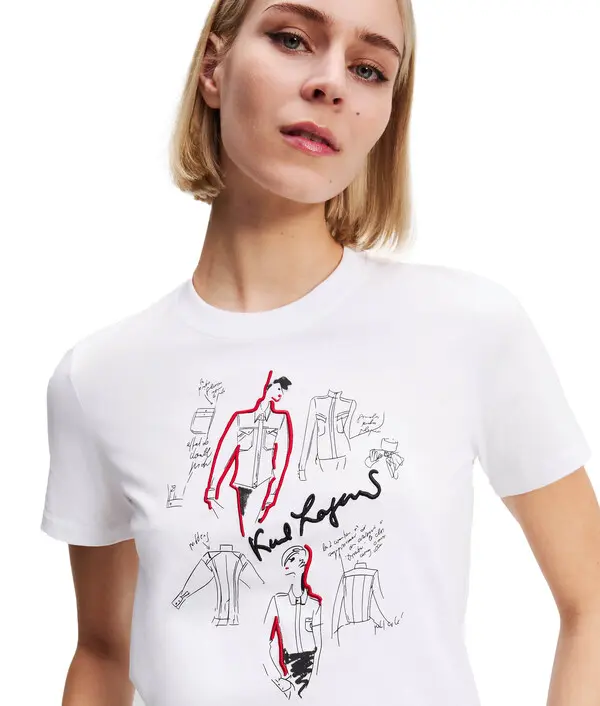 Graphic T-Shirt with Fashion Sketch Print 2 Image