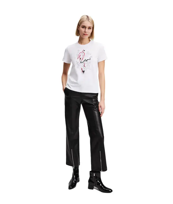 Graphic T-Shirt with Fashion Sketch Print 3 Image