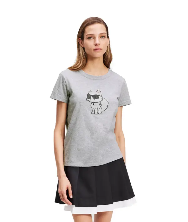 T-Shirt with Choupette Rhinestone Graphic 2 Image