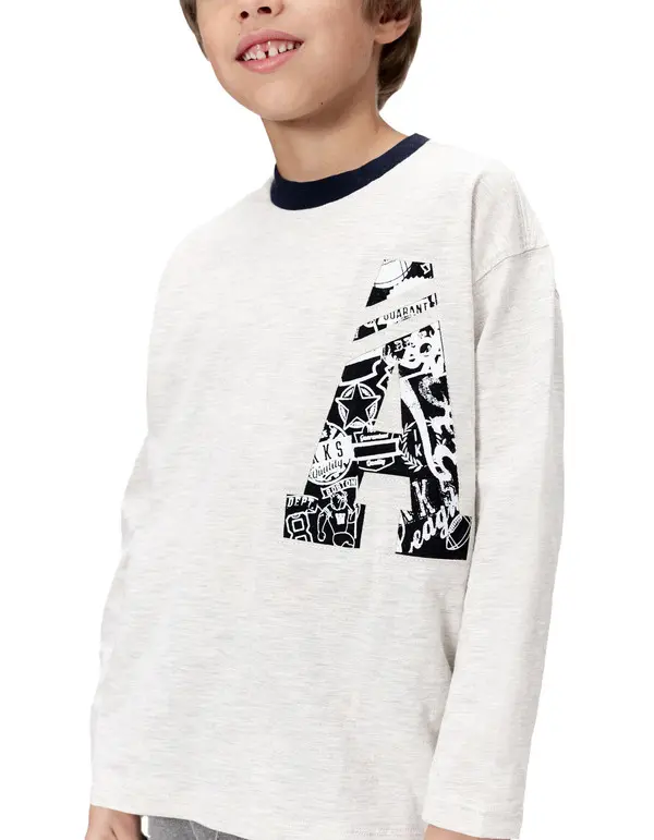 Long-sleeved T-shirt with XL A Letters 2 Image