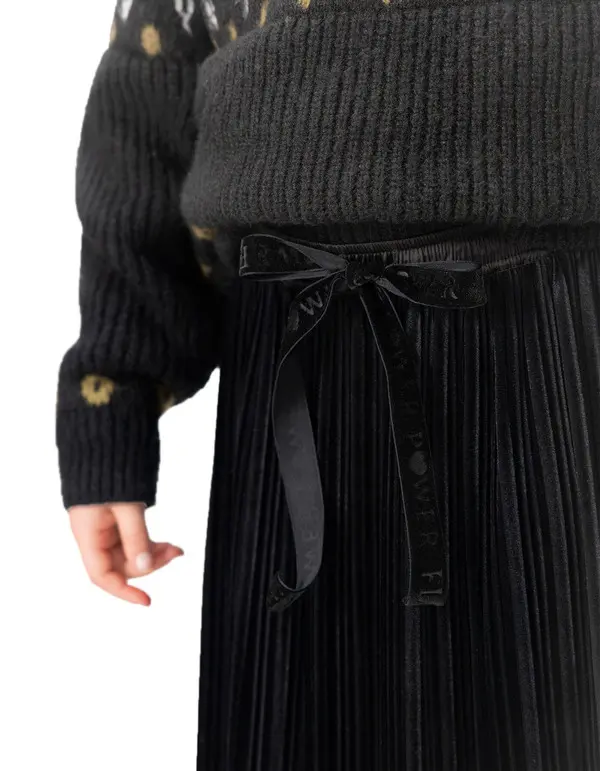 Panne Velvet Pleated Long Skirt 1 Image