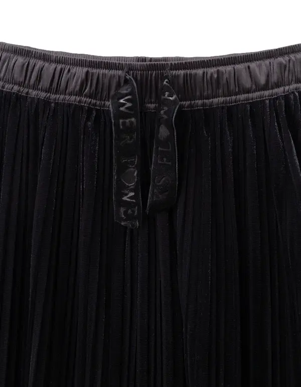 Panne Velvet Pleated Long Skirt 2 Image