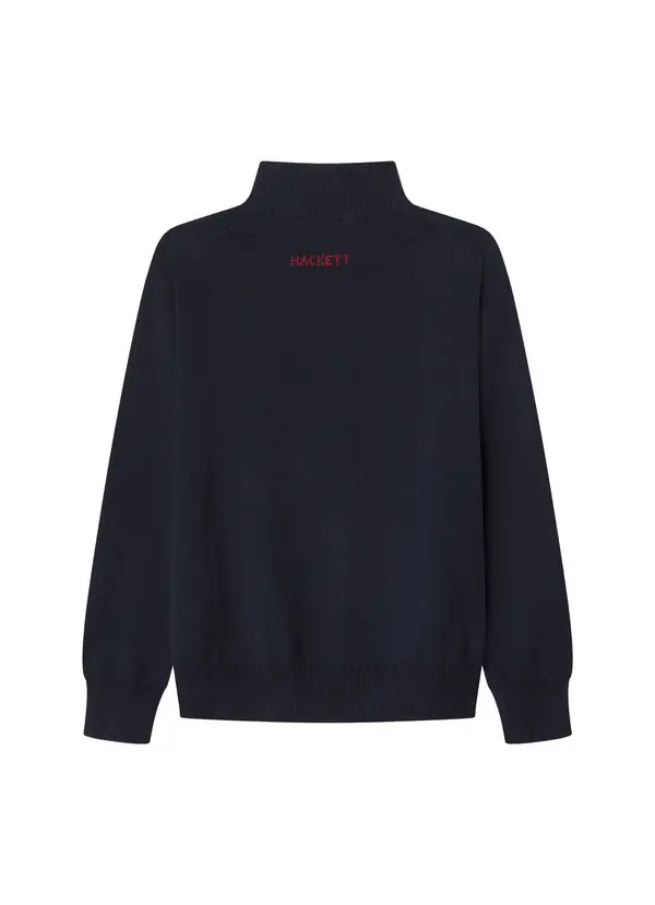 High Collar Zip Up Jacket with Flag 1 Image