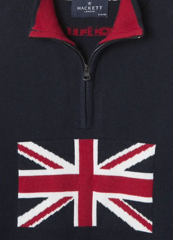 High Collar Zip Up Jacket with Flag 2 Image