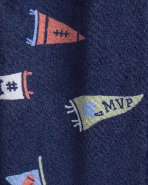 Toddler Boy MVP Print DreamPlush Loose Fit 1-Piece Pajamas - Navy 1 Image