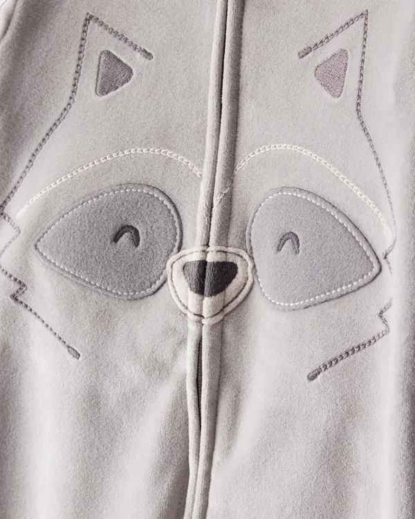 Toddler Boy Raccoon DreamPlush Long-Sleeve Snug Fit 1-Piece Pajamas - Grey 1 Image
