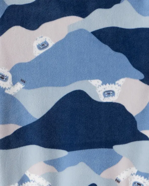 Toddler Boy Yeti Print DreamPlush Long-Sleeve Snug Fit 2-Piece Pajamas - Blue 1 Image