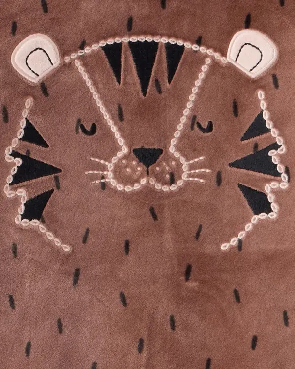 Toddler Boy Tiger Print DreamPlush Long-Sleeve Snug Fit 2-Piece Pajamas - Brown 1 Image