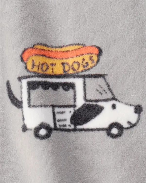 Baby Boy Foodtruck DreamPlush Snug Fit Long-Sleeve 2-Way Zip 1-Piece Pajamas - Grey 1 Image