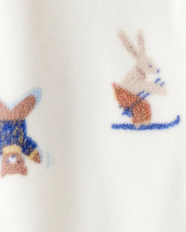 Baby Boy Animal Ski Print Loose Fit Long-Sleeve Sleep & Play Pajamas - Cream 1 Image