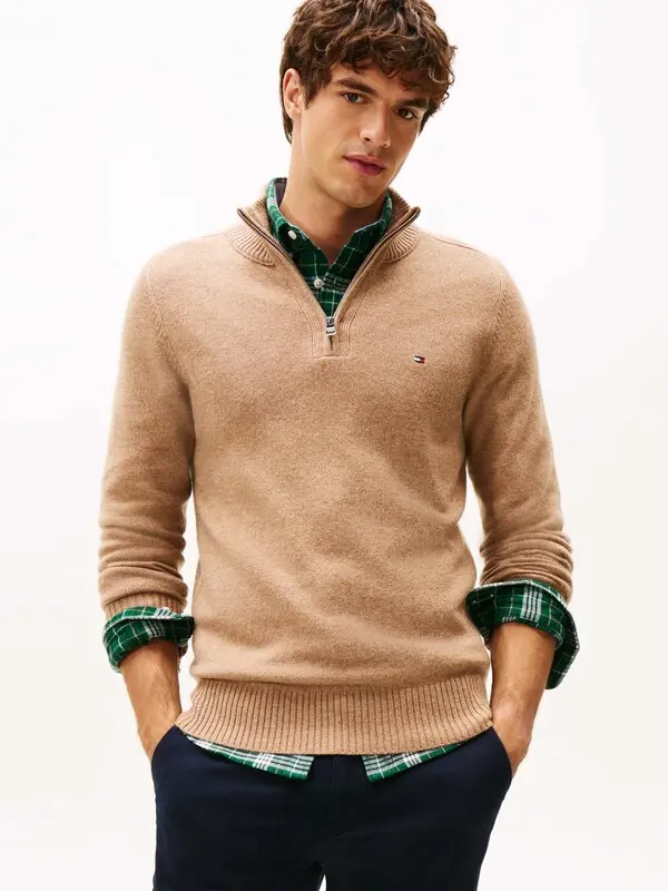 Pure Lambswool Half-Zip Jumper 1 Image