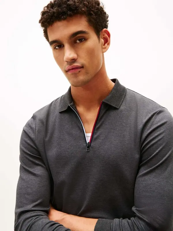 Interlock Zip Long Sleeve Polo Shirt 1 Image