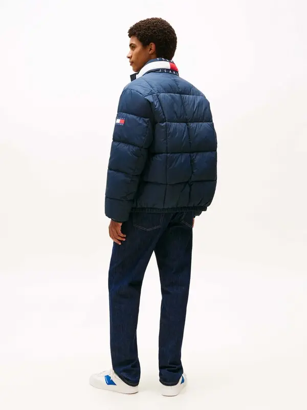 Colour-Blocked Collar Relaxed Puffer Jacket 2 Image