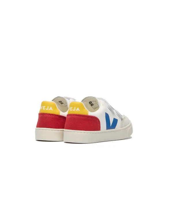 V-12 White Sneakers with Red, Yellow, and Blue Accents - Junior 2 Image
