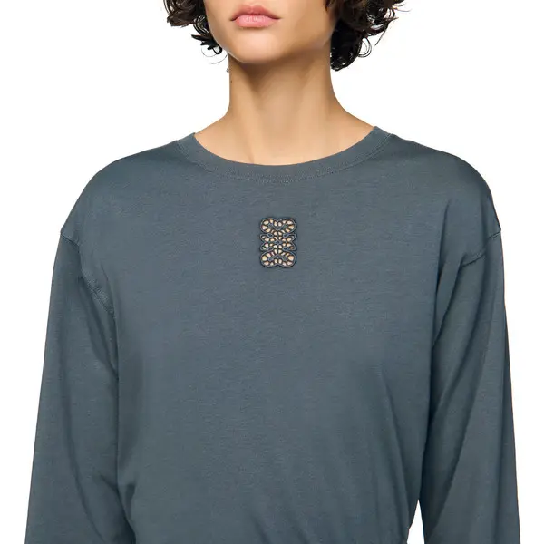 Long Sleeves T-shirt with Embroidery 3 Image