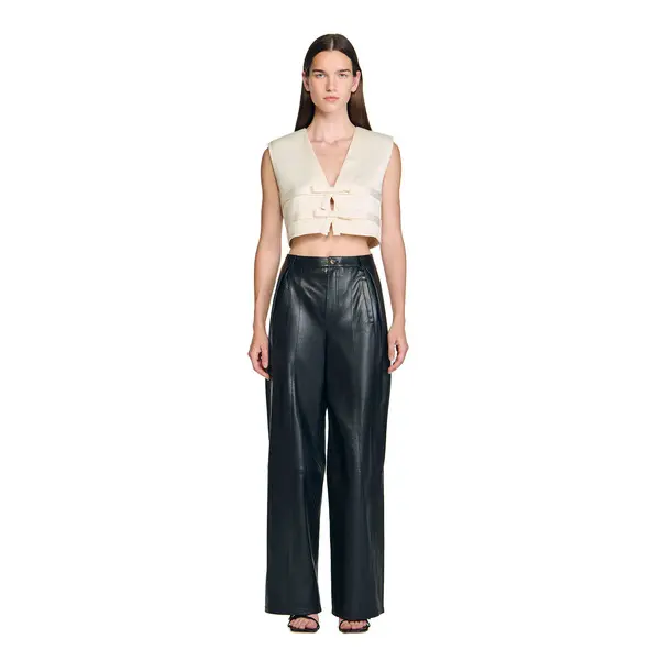 V-neck Satin Crop Top 3 Image