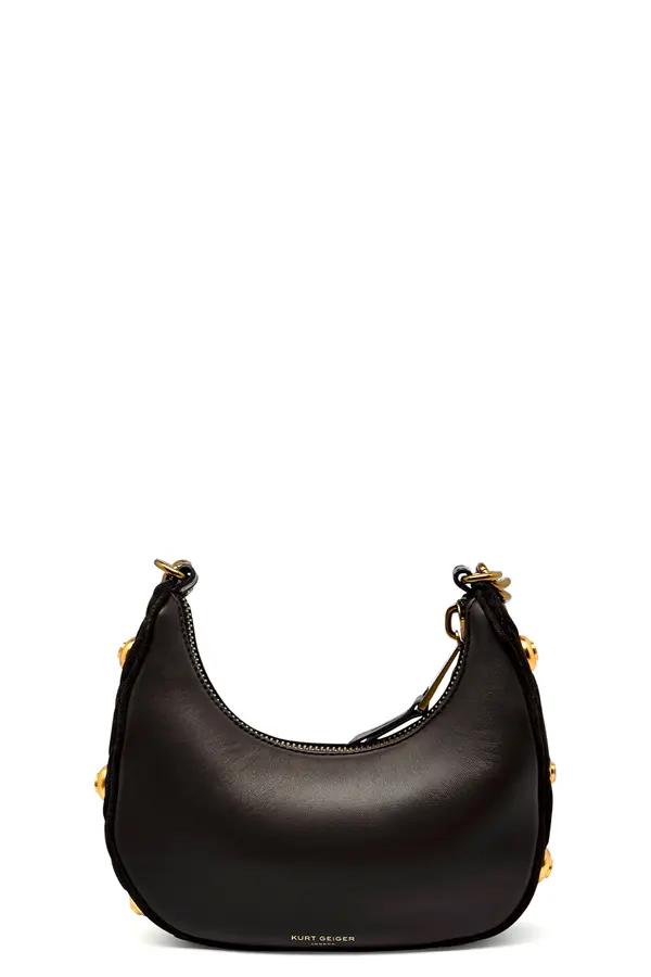 Velvet Shoulder Bag with Gold Hardware and Gem Details 1 Image