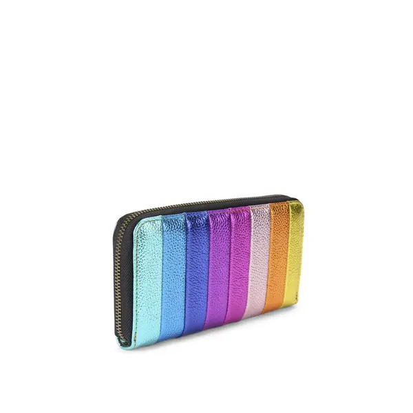 Metallic Rainbow Pleated Zip Around Wallet 2 Image