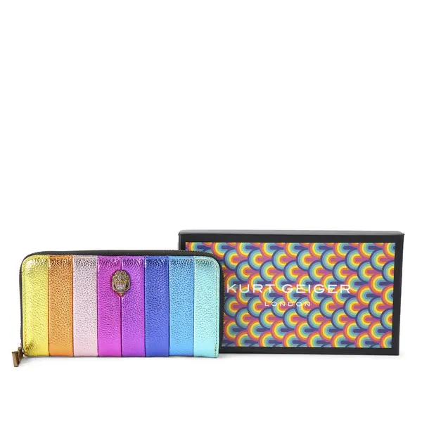Metallic Rainbow Pleated Zip Around Wallet 4 Image