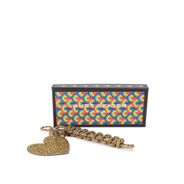 Crystal Embellished Heart and Braid Bag Charm 3 Image