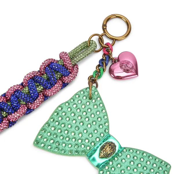 Sparkly Bow and Braided Keychain 1 Image