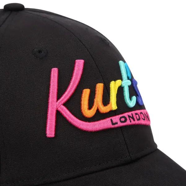 Vibrant Multicolor Script Logo Black Baseball Cap 3 Image