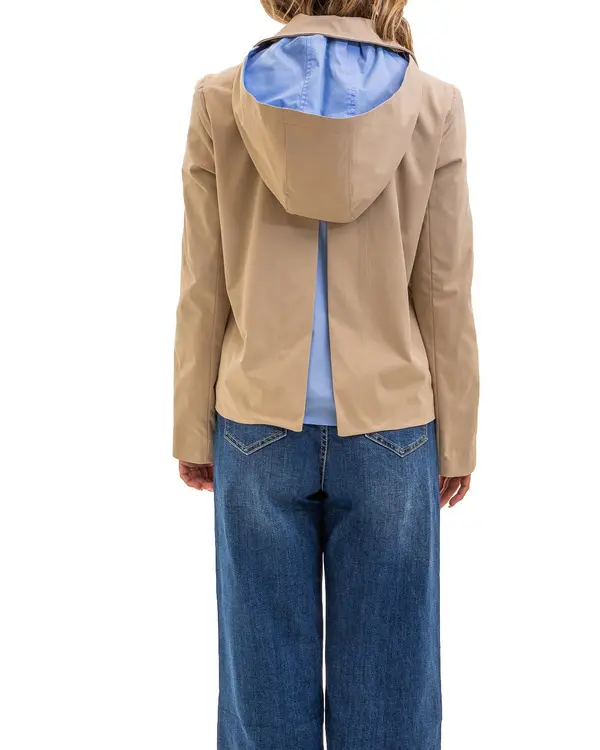 Hooded Stripped Poplin Paneled Embroided Cotton Twill Jacket 1 Image