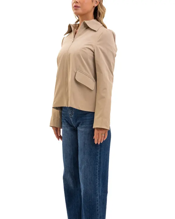 Hooded Stripped Poplin Paneled Embroided Cotton Twill Jacket 3 Image