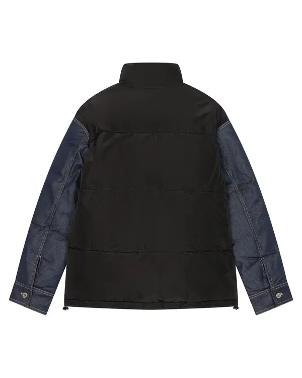 Puffer Jacket with Denim Sleeves and Pocket 1 Image
