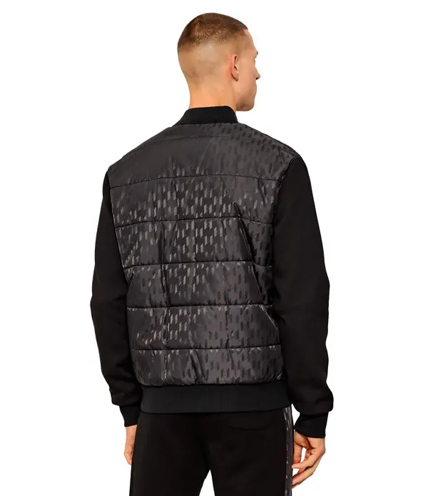 Bomber Jacket with Quilted Pattern and Knit Sleeves 1 Image