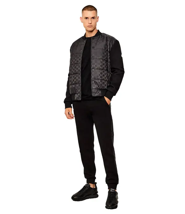 Bomber Jacket with Quilted Pattern and Knit Sleeves 2 Image