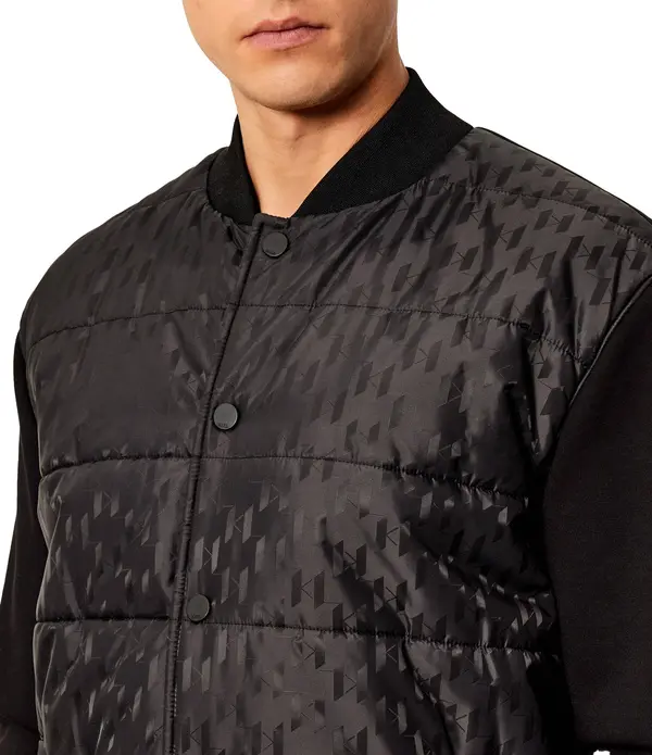 Bomber Jacket with Quilted Pattern and Knit Sleeves 3 Image