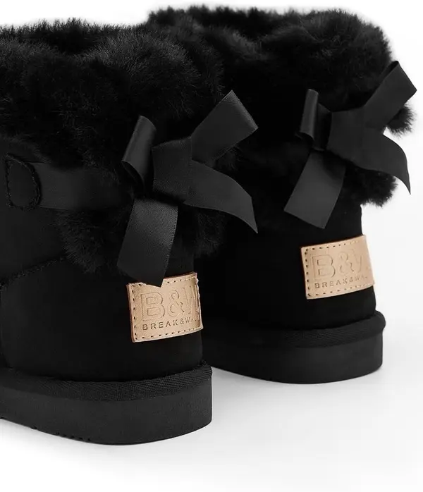 Suede-Style Winter Boot with Faux Fur Trim and Back Bow 2 Image