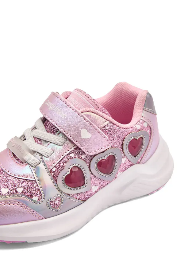 Shimmering Trainers with Velcro Closure and Heart Details 1 Image