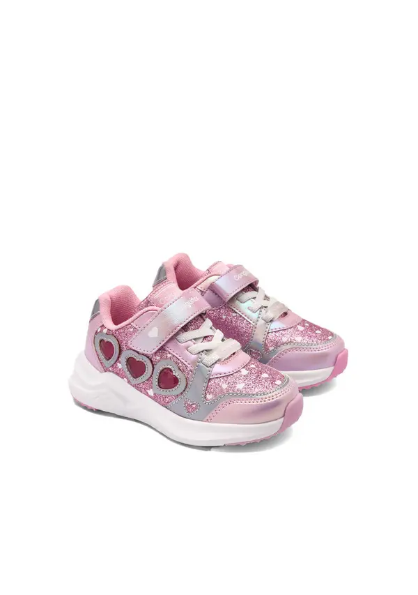 Shimmering Trainers with Velcro Closure and Heart Details 2 Image