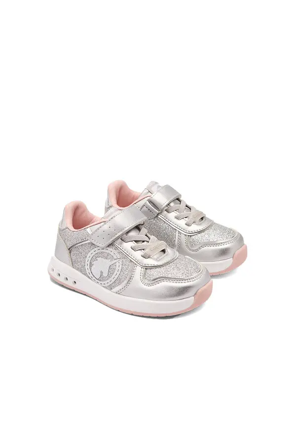 Metallic Sneaker with Velcro Strap and Light-Up Sole 3 Image