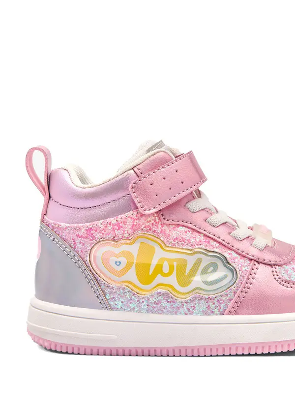 Glitter High-Top Sneaker with 'Love' Cloud Patch 2 Image