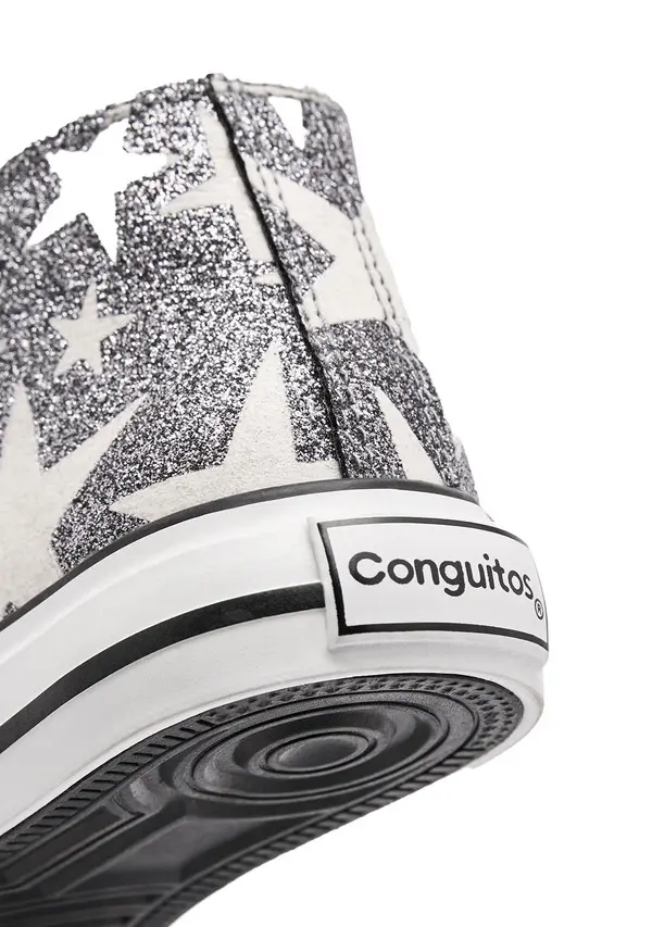 Glitter Star Print High-Top Sneakers - Glow in the Dark 1 Image