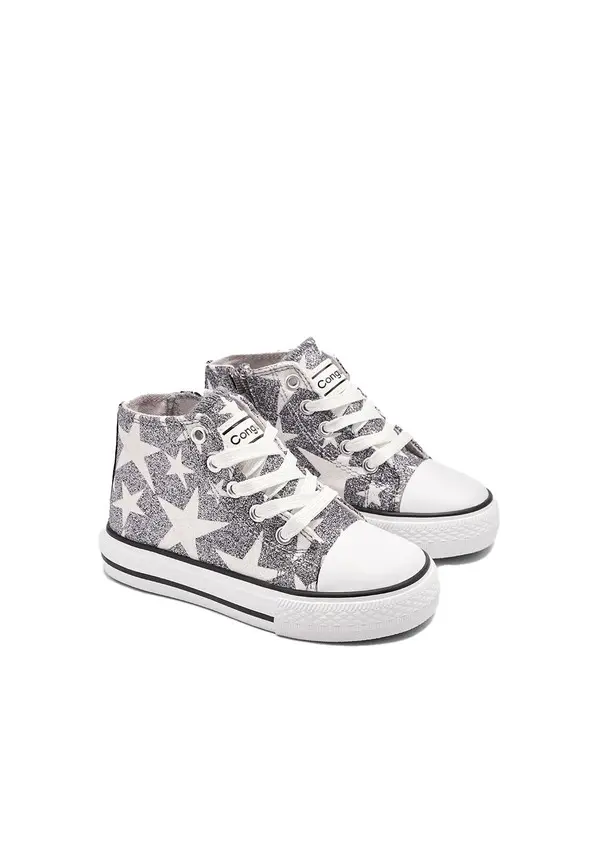 Glitter Star Print High-Top Sneakers - Glow in the Dark 2 Image