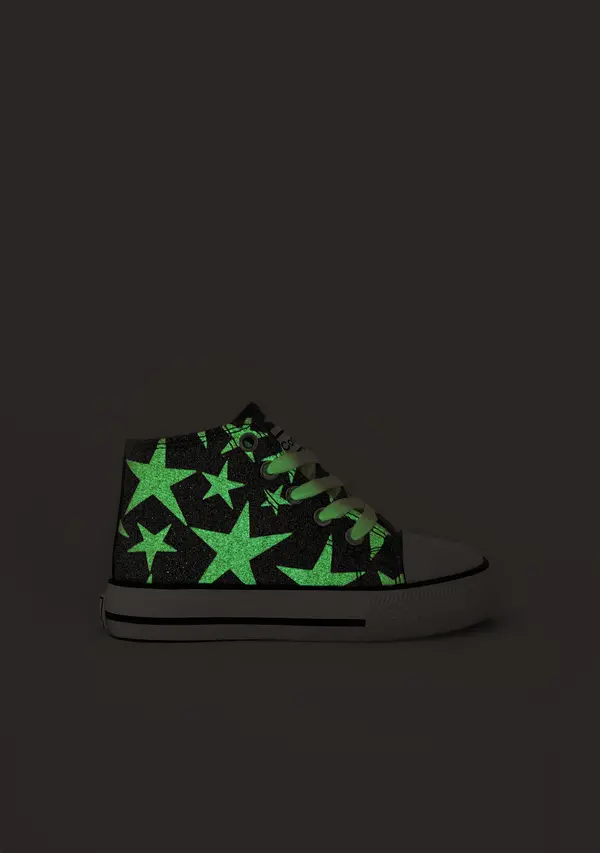 Glitter Star Print High-Top Sneakers - Glow in the Dark 3 Image